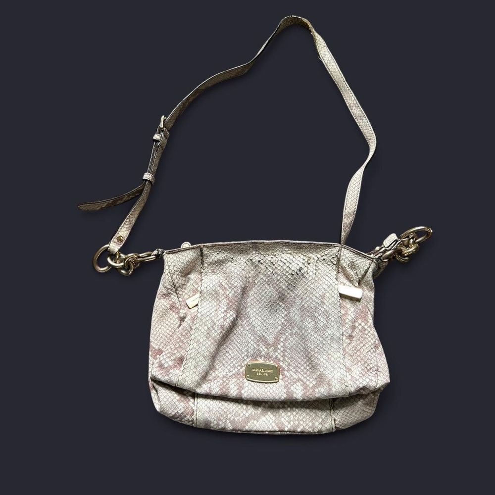 White and grey leather snake print shoulder bag #punkglam project bag